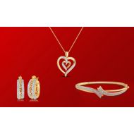Clearance: 1/10 CTTW Diamond Jewelry Set in 18K Gold Plating (3-Piece)