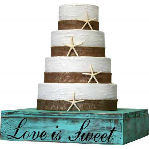  Cleo Classic Designs Blush Wedding Country Rustic Wedding Solid Wood Cake Cupcake Stand Beach Wedding Cake Stand Candy Bar (18.0 x 18.0 x 4.0 inches, Distressed Blush)