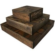 Cleo Classic Designs Rustic Wedding Country Barn Farmhouse Wedding Cake Cupcake Stand 3 Tier Rustic Wooden Country Cake Cupcake Stand (Plain Dark Walnut)