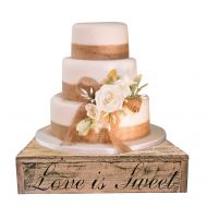 Cleo Classic Designs Blush Wedding Country Rustic Wedding Solid Wood Cake Cupcake Stand Beach Wedding Cake Stand Candy Bar (18.0 x 18.0 x 4.0 inches, Distressed Blush)