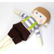 CleoAndPoppy boy rag doll | cloth doll for boys | fabric rag doll | sebastian doll for boy | handmade boy doll | keepsake doll