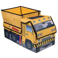 Clever Creations Kids Construction Dump Truck Collapsible Toy Organizer Toy Box Folding Storage for Kids Bedroom | Perfect Size Toy Chest for Organizing Books, Toys, Kid Clothes