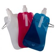 Clever Creations Collapsible Sports Water Bottle 3 Pack, Foldable Leak Proof Travel Bottles for Camping and Hiking, 480 mL Capacity, Blue, Pink, and White