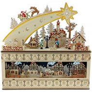 Clever Creations Wooden Christmas Advent Calendar, Countdown to Christmas, LED Holiday Decoration, Battery Operated, Shooting Star Village