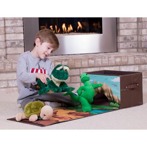  Dinosaur Toy Storage Organizer by Clever Creations | Toy Box Folding Storage and Play Mat for Kids Bedroom | Perfect Size Toy Chest for Organizing Books, Toys | Collapsible for Cre