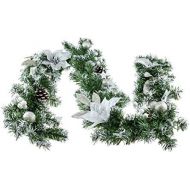 Clever Creations Artificial Christmas Garland Decoration, 6.5 Feet Long Premium Holiday Decor for Christmas Trees and Mantels, Silver Poinsettias