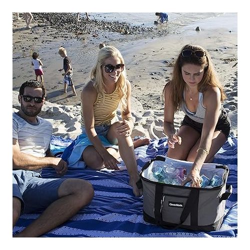  CleverMade Tahoe Collapsible Cooler Bag, 50 Can - Structured, Leakproof Coolers for Travel with Built-In Bottle Opener - Soft-Sided, Insulated Camping Cooler: Heathered Charcoal / Black