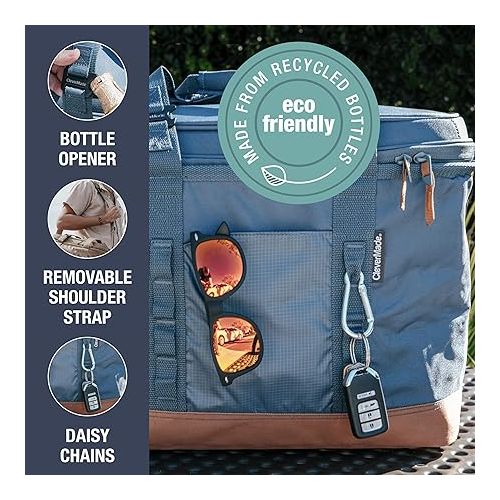  CleverMade Pacifica Collapsible Cooler Bag, 30 Can - Structured, Leakproof Coolers for Travel with Shoulder Strap & Bottle Opener - Soft-Sided, Insulated Camping Cooler: Midnight