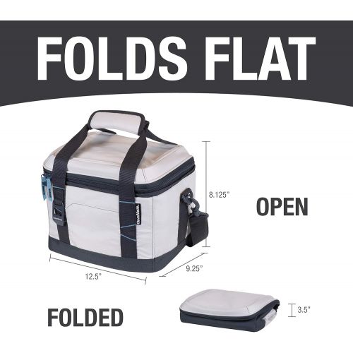  CleverMade Collapsible Soft Cooler Bag Tote - Insulated 18 Can Leakproof Small Cooler Box with Bottle Opener and Shoulder Strap for Lunch, Beach, and Picnic - Cream