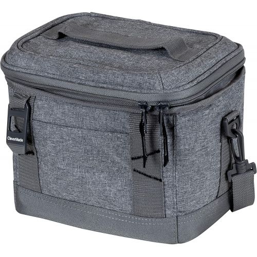  CleverMade Collapsible Soft Cooler Bag Tote - Insulated 6 Can Leakproof Small Cooler Box with Bottle Opener and Shoulder Strap for Lunch, Beach, and Picnic - Grey