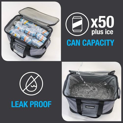  CleverMade Collapsible Cooler Bag, Heather Grey/Black & Blue Ele BE01 Ice Pack for Lunch Box and Cooler, BPA Free, Reusable and Long Lasting, Lightweight Design for Kids, Set of 4,