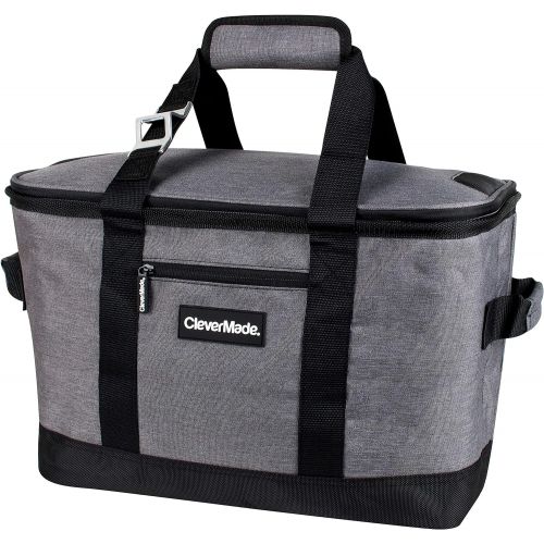  CleverMade Collapsible Cooler Bag, Heather Grey/Black & Blue Ele BE01 Ice Pack for Lunch Box and Cooler, BPA Free, Reusable and Long Lasting, Lightweight Design for Kids, Set of 4,