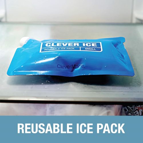  CleverMade Reusable Ice Pack - Long Lasting Cold Freezer Packs for Insulated Coolers & Lunch Bags - Add Water & Freeze - Clever Ice - No Ice Needed - Size Medium - Set of 4