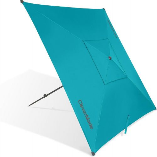  CleverMade QuadraBrella - Portable 5 Outdoor Beach Umbrella For Sun Shade and Wind Protection - Includes Carry Bag, Pivot Hammer and Ground Stakes, Grey