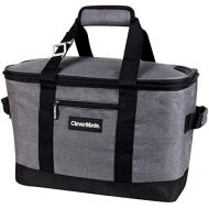 CleverMade Collapsible Cooler Bag: Insulated Leakproof 50 Can Soft Sided Portable Cooler Bag for Lunch, Grocery Shopping, Camping and Road Trips, Heather Grey/Black