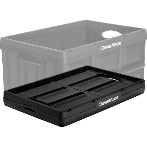  CleverMade 46L Collapsible Storage Bins - Durable Folding Plastic Stackable Utility Crates, Solid Wall CleverCrates, 3 Pack, Black