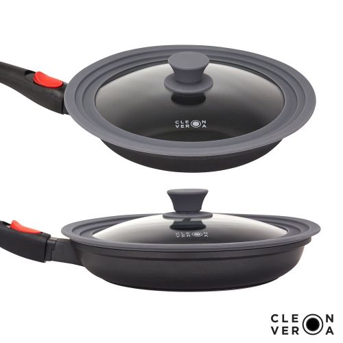  Cleverona Essential Nonstick 10.25 Inch Fry Pan with SecureSnap Detachable Handle and Large Clever Lid - Dark Grey