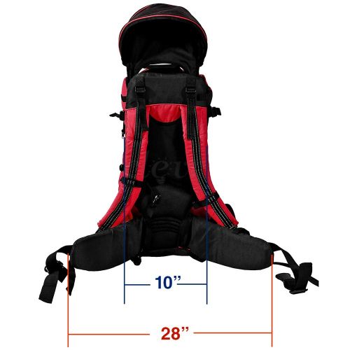  Clevr Deluxe Baby Backpack Hiking Toddler Child Carrier Lightweight with Stand & Sun Shade Visor, Red |...