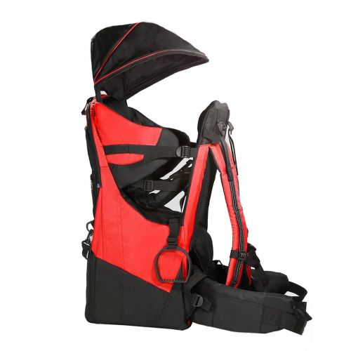  Clevr Deluxe Baby Backpack Hiking Toddler Child Carrier Lightweight with Stand & Sun Shade Visor, Red |...