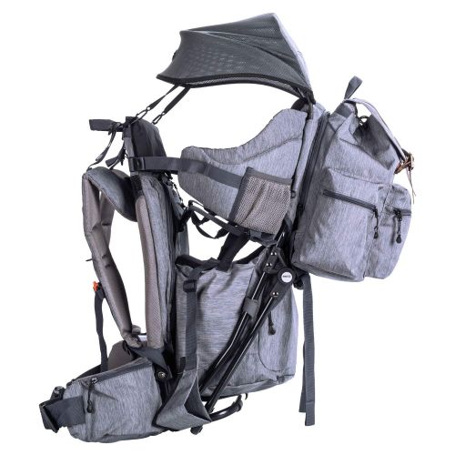  ClevrPlus Urban Explorer Hiking Baby Backpack Child Carrier, Heather Gray - Lightweight with Stylish Detachable Bag & Sun Cover for Cross Country Hikes | 1 Year Limited Warranty