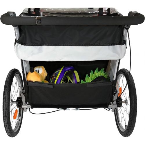  Clevr Deluxe 3-in-1 Double 2 Seat Bicycle Bike Trailer Jogger Stroller for Kids Children Foldable Collapsible w/Pivot Front Wheel