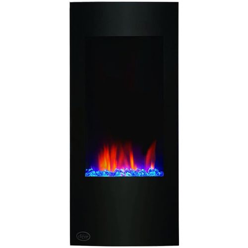 Clevr 32 Vertical Wall Mounted Fireplace Heater, with Adjustable LED Back Light Colors, Modern Black Electric Heat with Decorative Crystals, CSA and UL Certified, 1500W