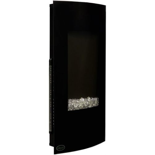  Clevr 32 Vertical Wall Mounted Fireplace Heater, with Adjustable LED Back Light Colors, Modern Black Electric Heat with Decorative Crystals, CSA and UL Certified, 1500W