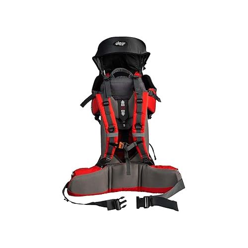 ClevrPlus Canyonero Camping Baby Backpack Hiking Kid Toddler Child Carrier with Stand and Sun Shade Visor, Red
