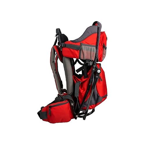  ClevrPlus Canyonero Camping Baby Backpack Hiking Kid Toddler Child Carrier with Stand and Sun Shade Visor, Red