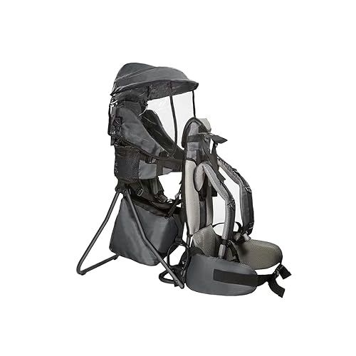  ClevrPlus Cross Country Baby Backpack Carrier, Grey, Toddler Hiking Backpack with Comfortable Seat, Adjustable Straps & Belt, Foldable Frame Lightweight Large Capacity Child Carrier for Outdoor