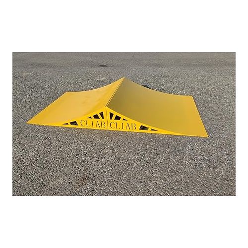  Multiuse Sports Ramp for Kids Made of Metal with Load Capacity of 300 LB for Skateboard, Scooter, Dirt Bike, Bicycle, RC Car, Ripstik, BMX Jump, Kicker Ramp, Balance Bike, One-Piece Yellow Color