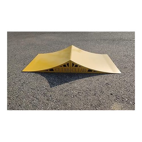  Multiuse Sports Ramp for Kids Made of Metal with Load Capacity of 300 LB for Skateboard, Scooter, Dirt Bike, Bicycle, RC Car, Ripstik, BMX Jump, Kicker Ramp, Balance Bike, One-Piece Yellow Color