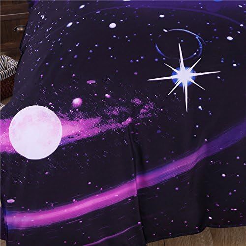  Cliab Galaxy Bedding Twin Size Purple Blue for Girls Kids Boys Outer Space Duvet Cover Set 5 Pieces(Fitted Sheet Included)