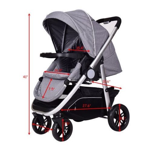  Goplus Best Baby Stroller For Lightweight Use Improved 2018 version for Infants, Toddlers And Kids, GreyBlack Color