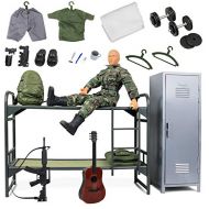 Click N Play Military Camp Bunk House Life 12 Action Figure Play Set with Accessories, Brown