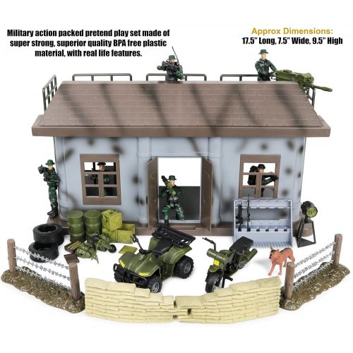  Click N Play Military Multi Level Command Center Headquarters 51 Piece Play Set with Accessories.