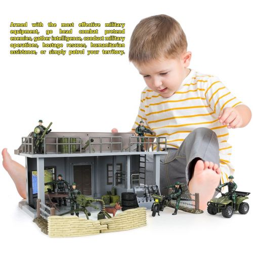  Click N Play Military Multi Level Command Center Headquarters 51 Piece Play Set with Accessories.