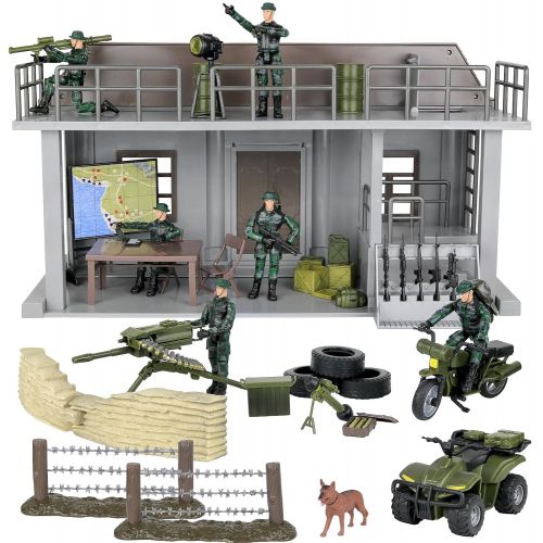  Click N Play Military Multi Level Command Center Headquarters 51 Piece Play Set with Accessories.