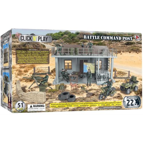  Click N Play Military Multi Level Command Center Headquarters 51 Piece Play Set with Accessories.