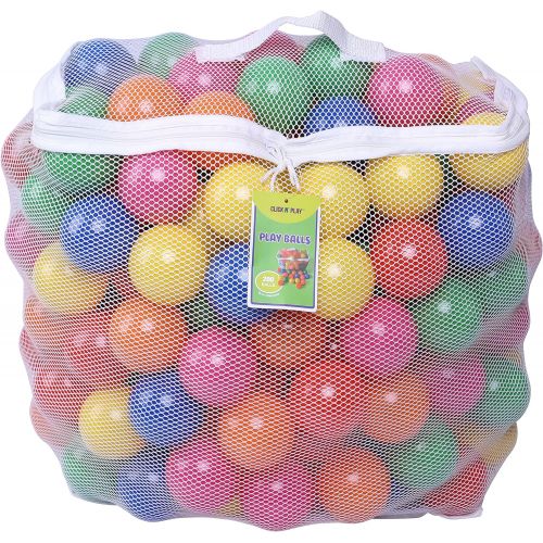  [아마존베스트]Click N Play Pack of 200 Phthalate Free BPA Free Crush Proof Plastic Ball, Pit Balls - 6 Bright Colors in Reusable and Durable Storage Mesh Bag with Zipper