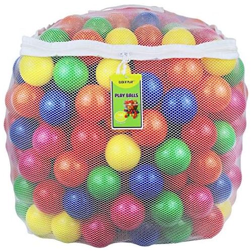  [아마존베스트]Click N Play Pack of 100 Phthalate Free BPA Free Crush Proof Plastic Ball, Pit Balls - 6 Bright Colors in Reusable and Durable Storage Mesh Bag with Zipper