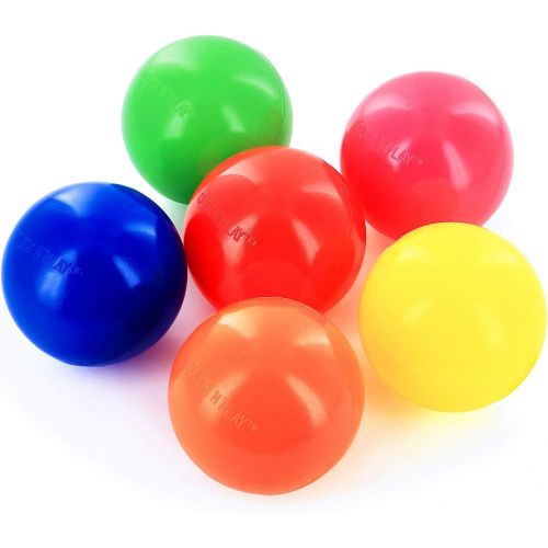  [아마존베스트]Click N Play Pack of 100 Phthalate Free BPA Free Crush Proof Plastic Ball, Pit Balls - 6 Bright Colors in Reusable and Durable Storage Mesh Bag with Zipper