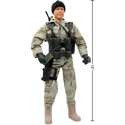  Click N Play CNP30442 Military Airborne Infantry Troop 12 Action Figure Play Set with Accessories,Brown/A