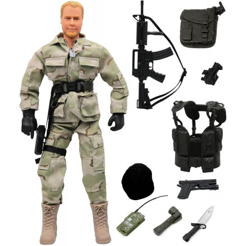  Click N Play CNP30442 Military Airborne Infantry Troop 12 Action Figure Play Set with Accessories,Brown/A