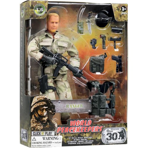  Click N Play CNP30442 Military Airborne Infantry Troop 12 Action Figure Play Set with Accessories,Brown/A