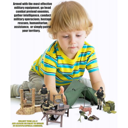  Click N Play Military Campsite 35 Piece Play Set with Accessories.