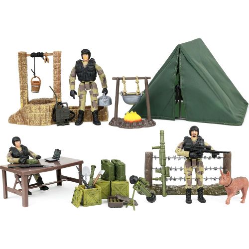  Click N Play Military Campsite 35 Piece Play Set with Accessories.