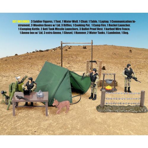  Click N Play Military Campsite 35 Piece Play Set with Accessories.