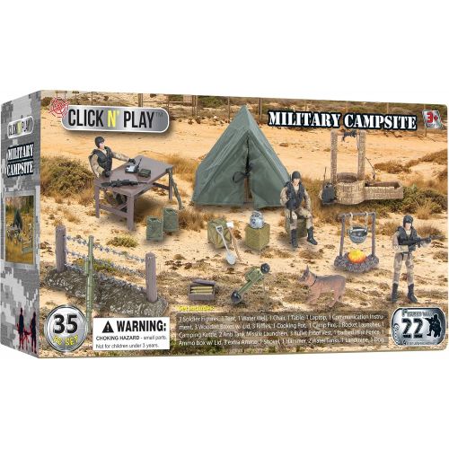  Click N Play Military Campsite 35 Piece Play Set with Accessories.