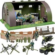Click N' Play Click N’ Play Mega Military Army Base Barrack Command Center Play Set with Accessories -74 Pieces.